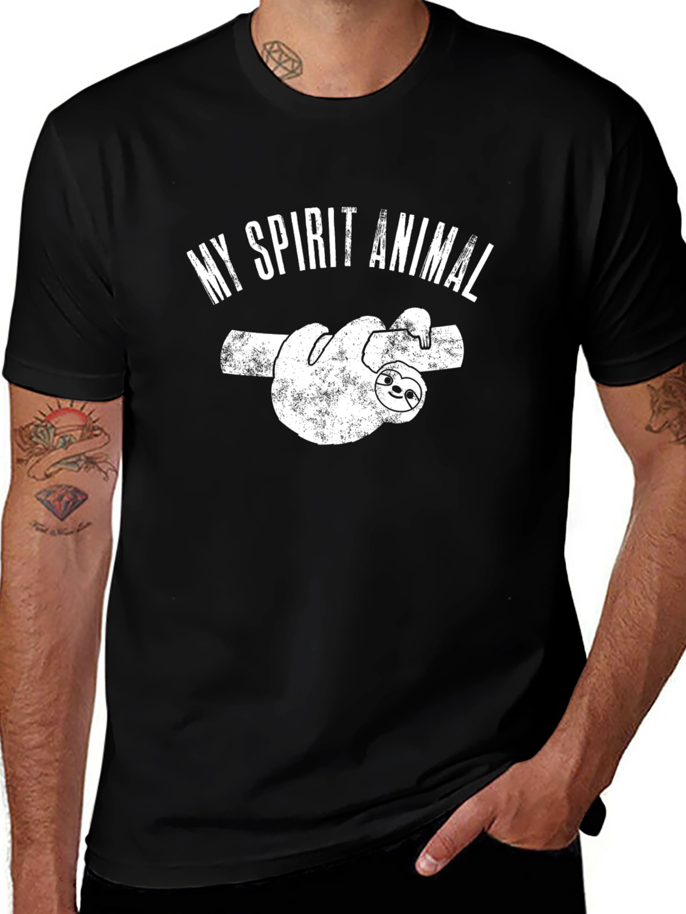Camiseta Negra Mi Animal Espiritual Perezoso