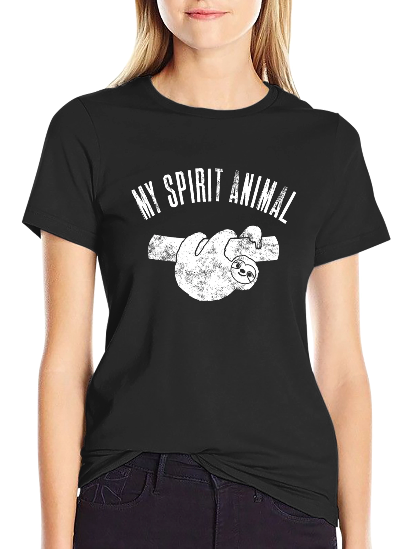 Camiseta Negra Mi Animal Espiritual Perezoso