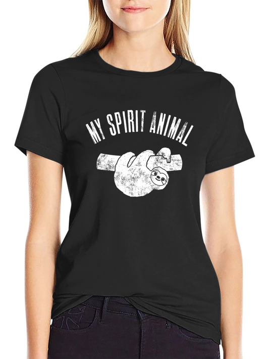 Camiseta Negra Mi Animal Espiritual Perezoso