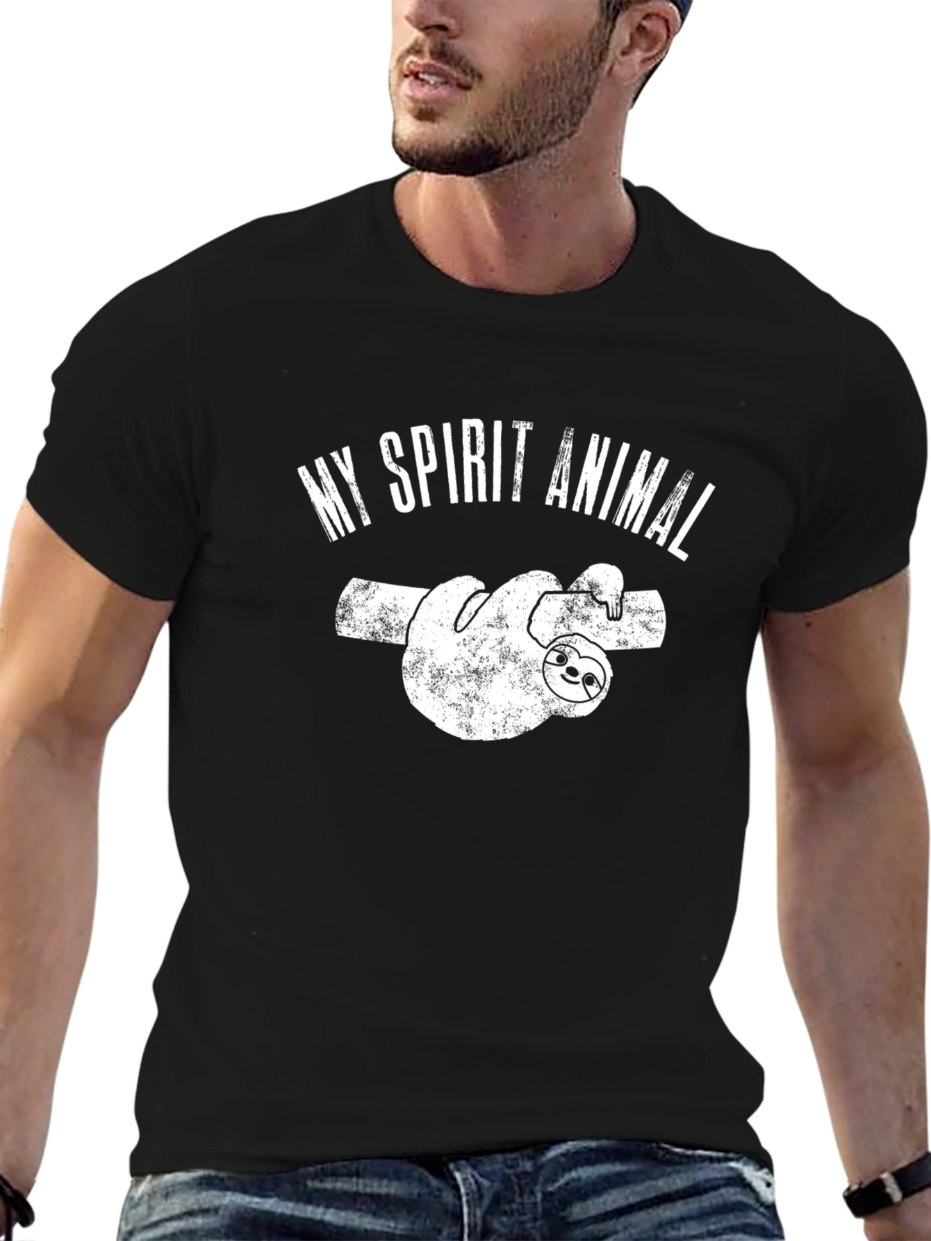 Camiseta Negra Mi Animal Espiritual Perezoso