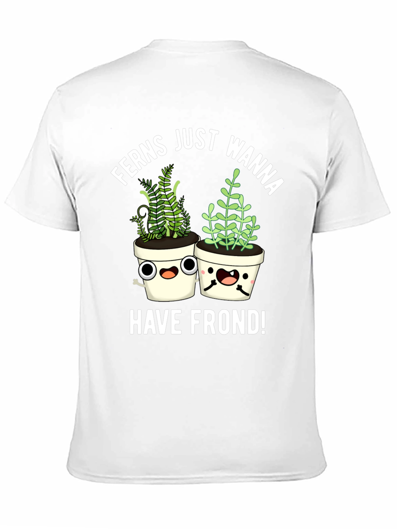 Camiseta Negra con Diseño Divertido de Helechos