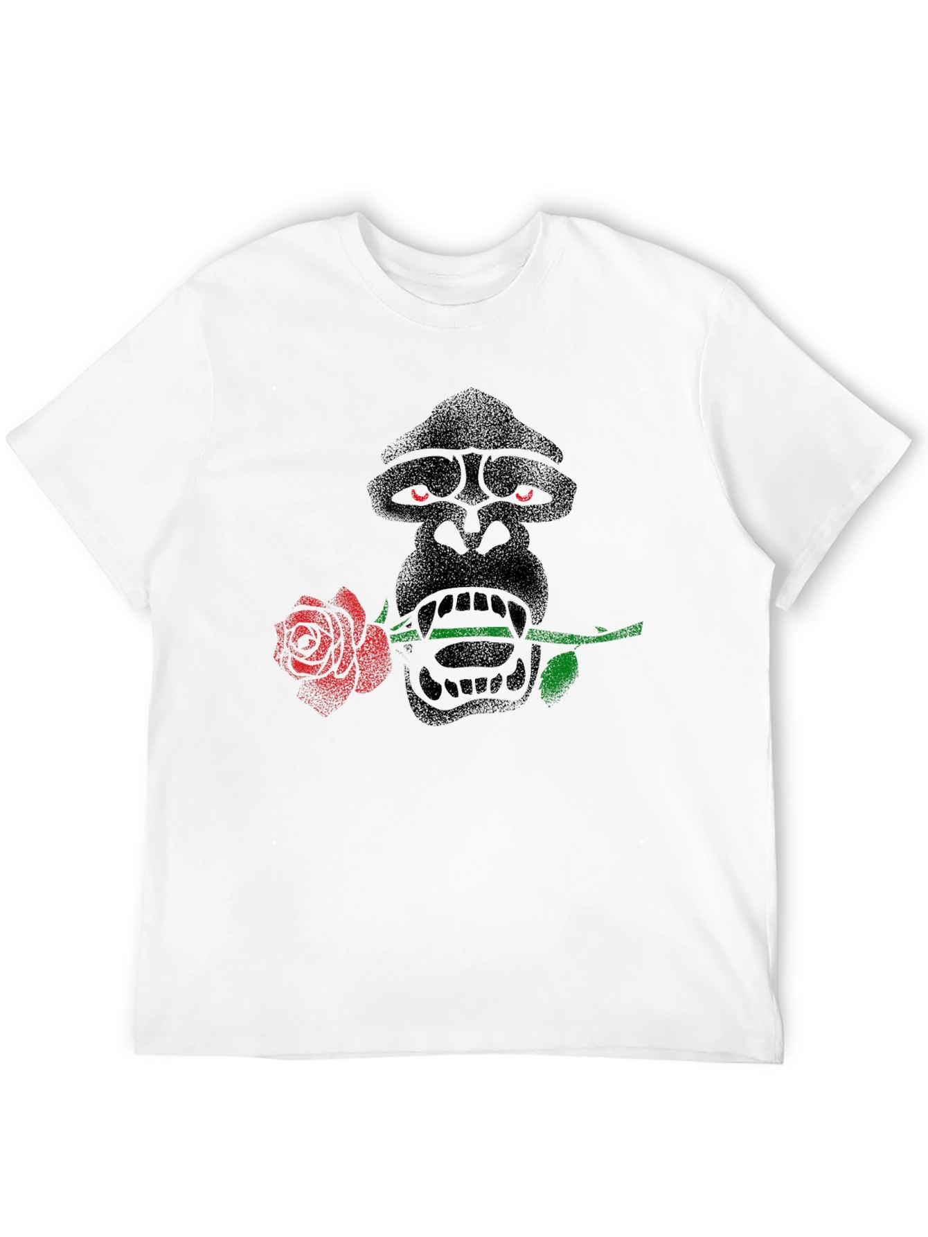 Camiseta Negra Hombre Diseño Gorila con Rosa