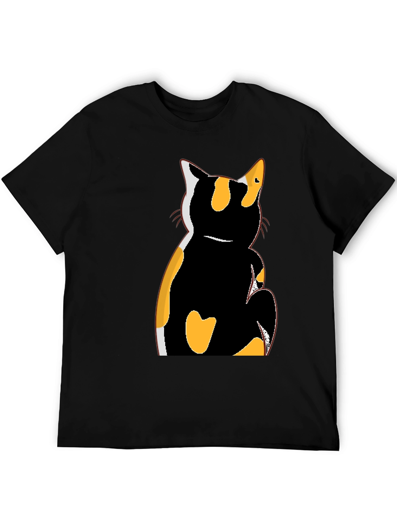 Camiseta Negra con Diseño de Gato Calicó