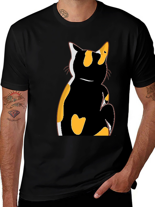 Camiseta Negra con Diseño de Gato Calicó