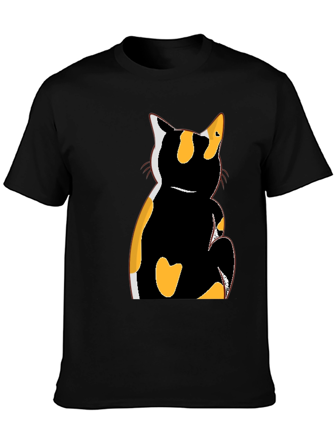 Camiseta Negra con Diseño de Gato Calicó