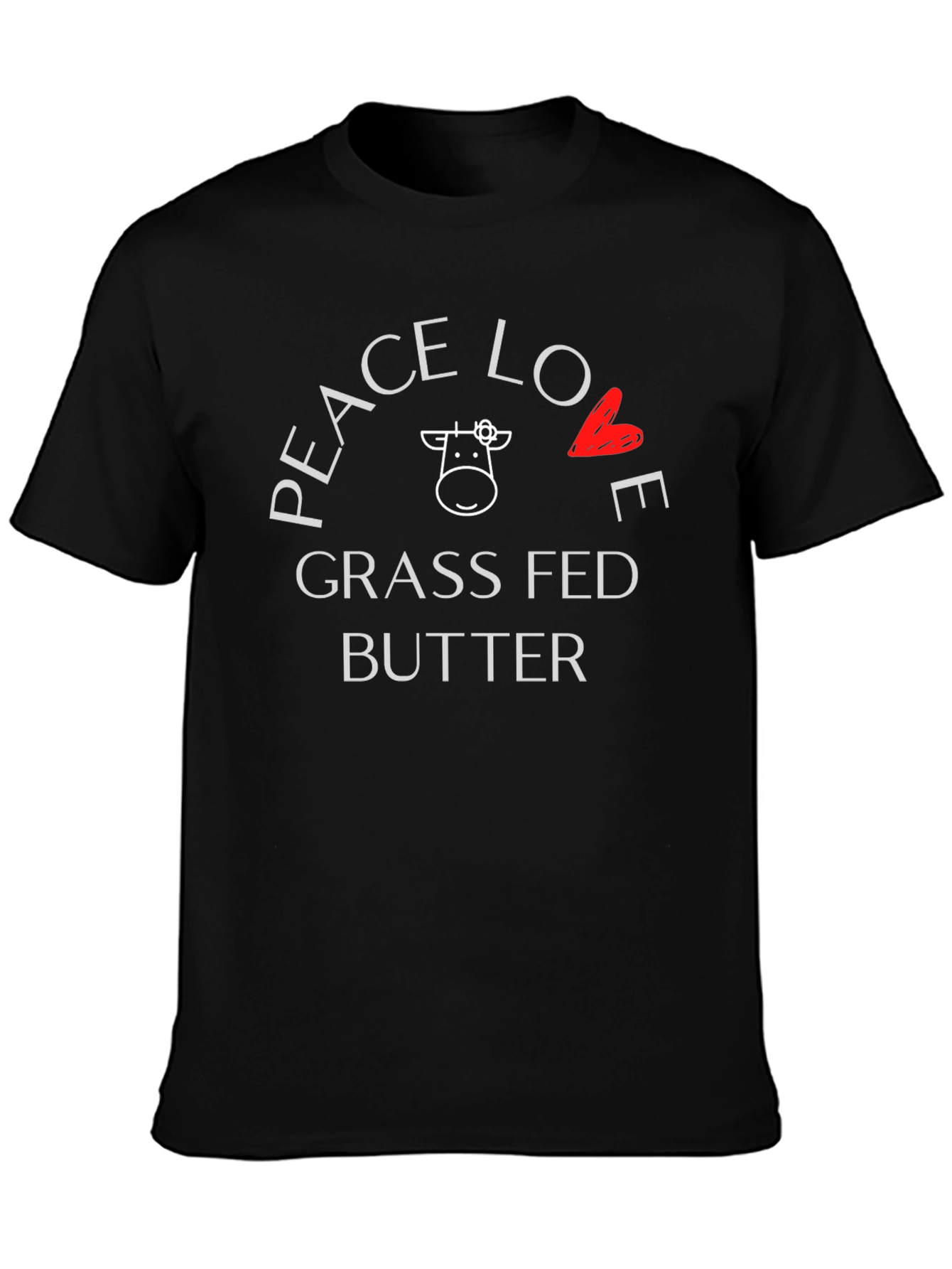 Camiseta Negra Peace Love Grass Fed Butter