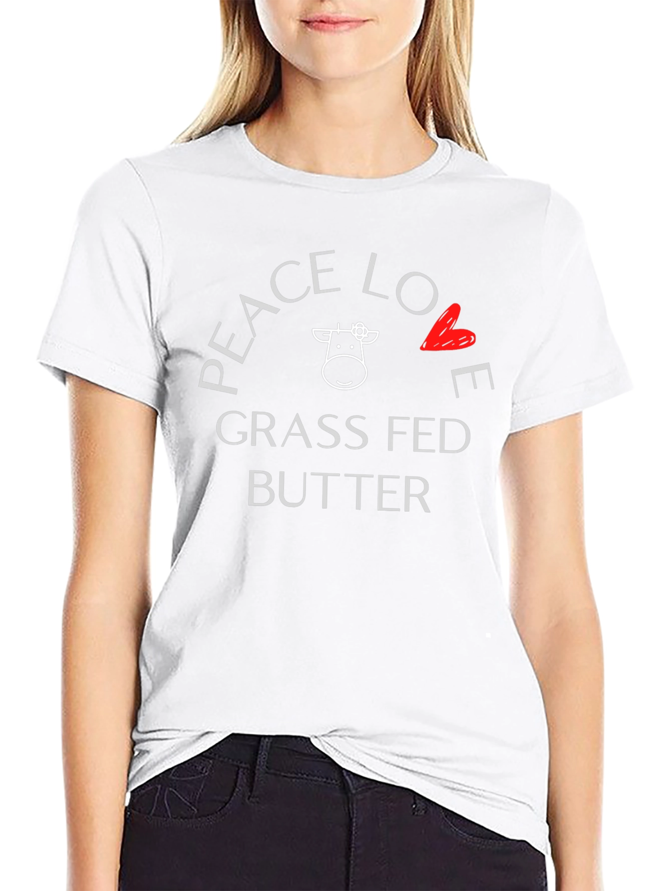 Camiseta Negra Peace Love Grass Fed Butter