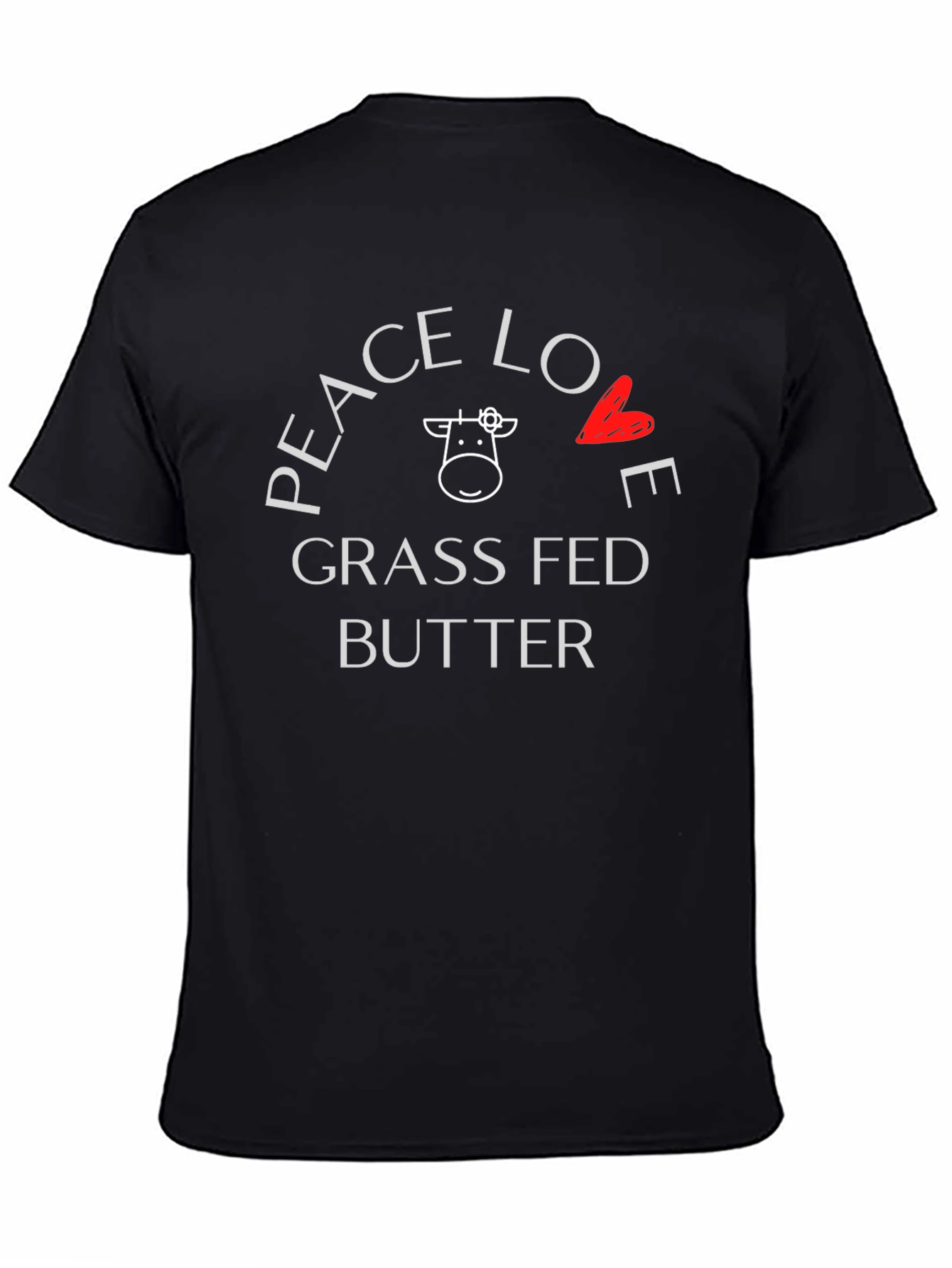 Camiseta Negra Peace Love Grass Fed Butter