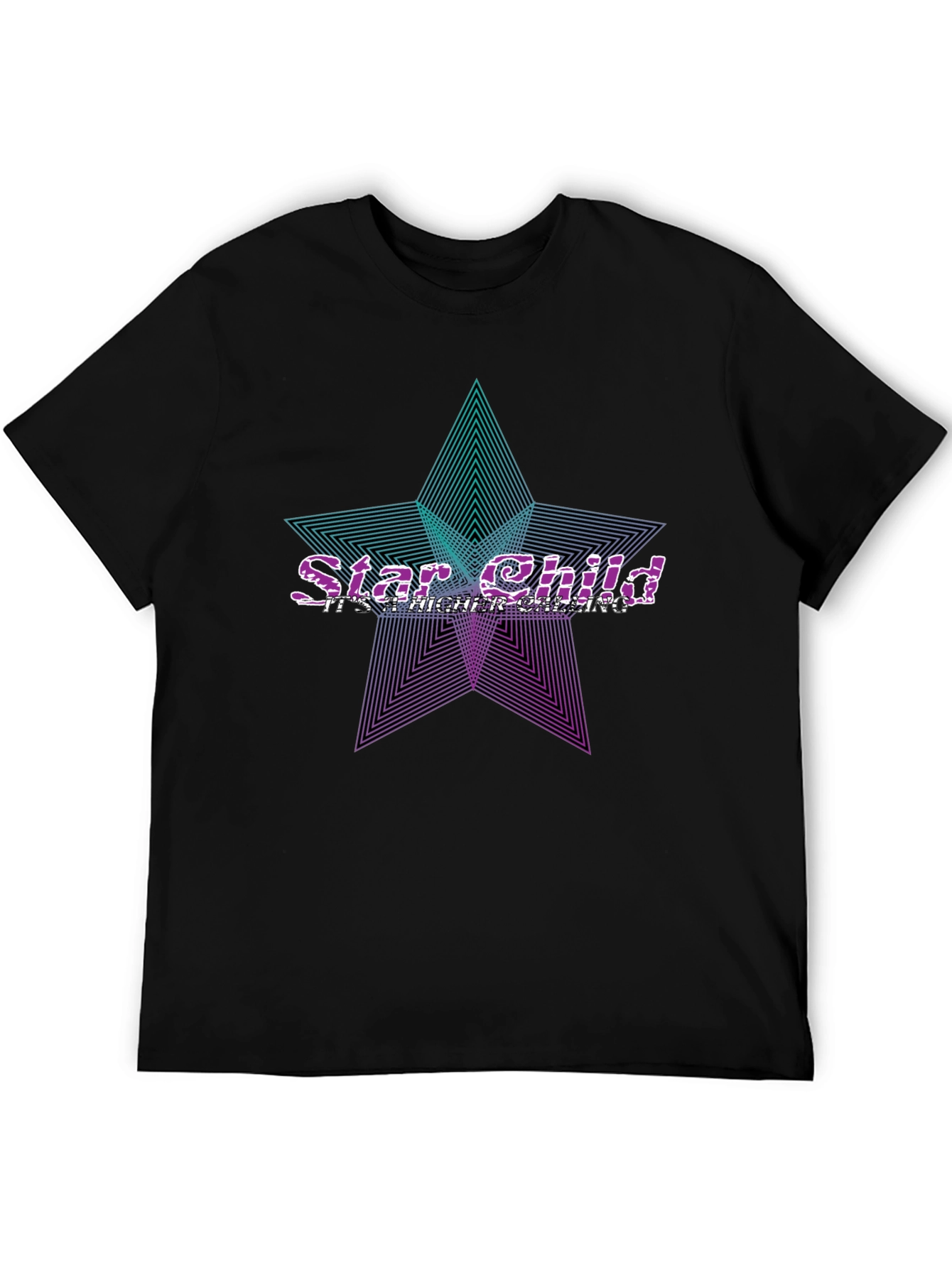 Camiseta Negra Star Child Diseño Geométrico