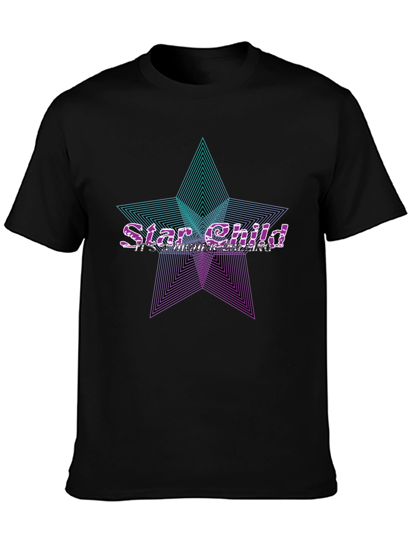Camiseta Negra Star Child Diseño Geométrico