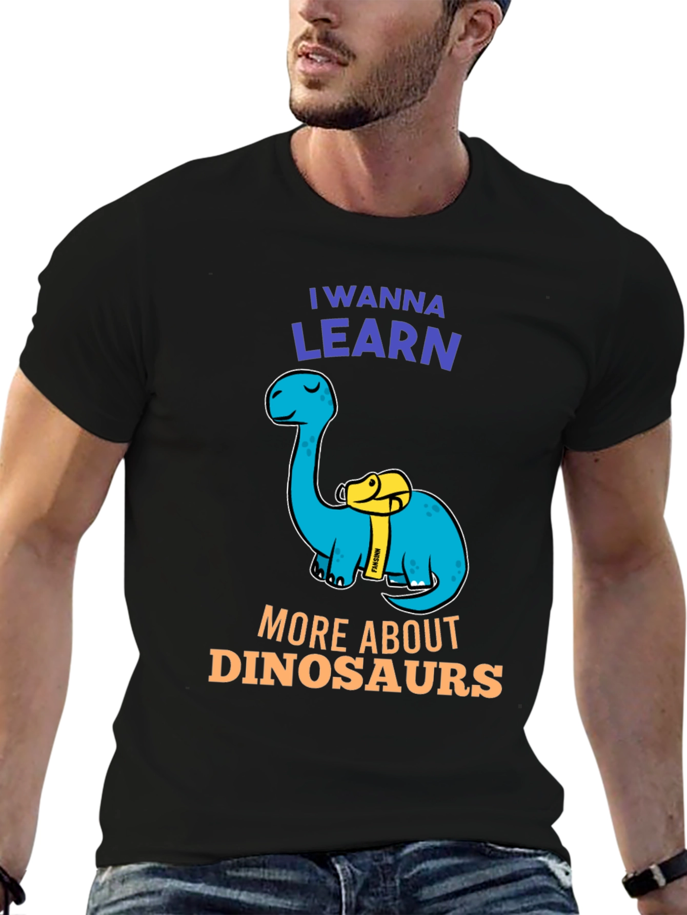 Camiseta Negra Quiero Aprender Sobre Dinosaurios