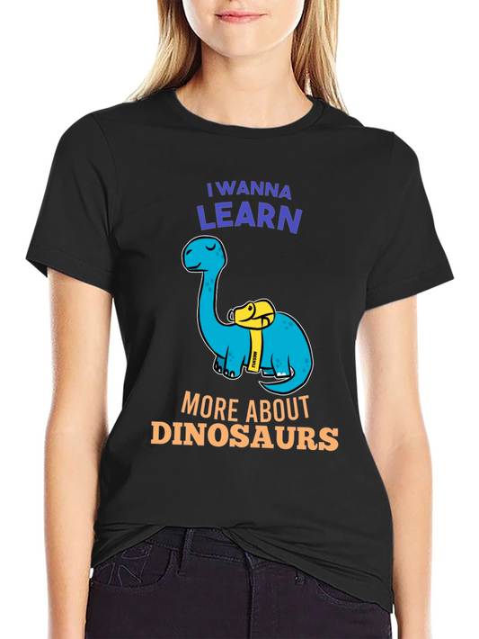 Camiseta Negra Quiero Aprender Sobre Dinosaurios
