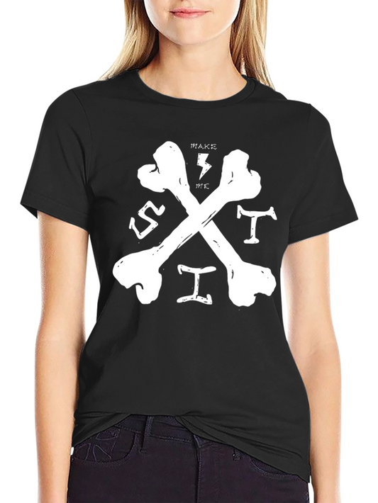 Camiseta Negra con Diseño de Huesos Cruzados