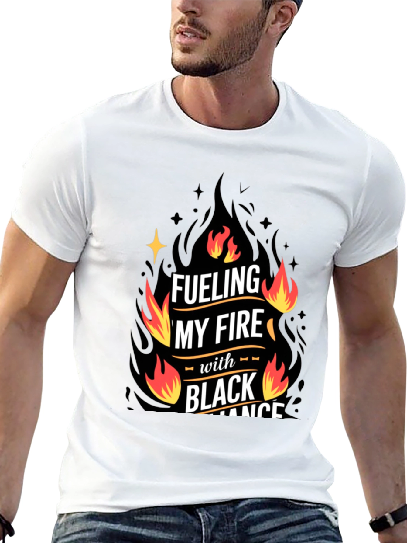 Camiseta Negra con Diseño de Fuego
