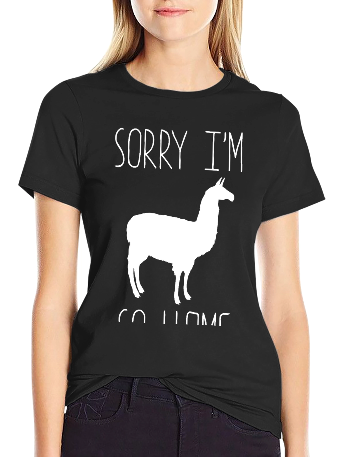 Camiseta Negra con Llama Divertida