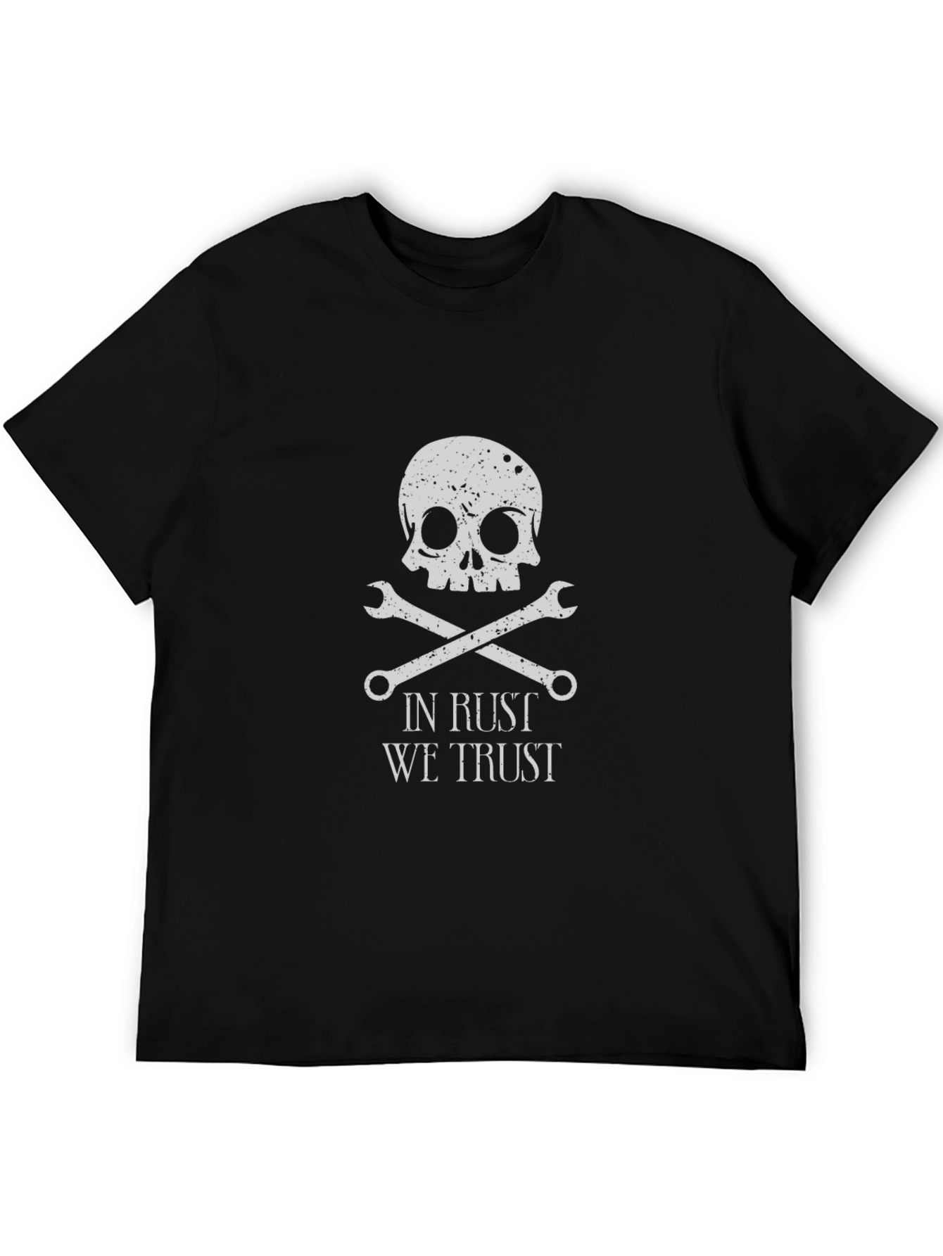 Camiseta Negra con Diseño de Calavera y Llaves Inglesas