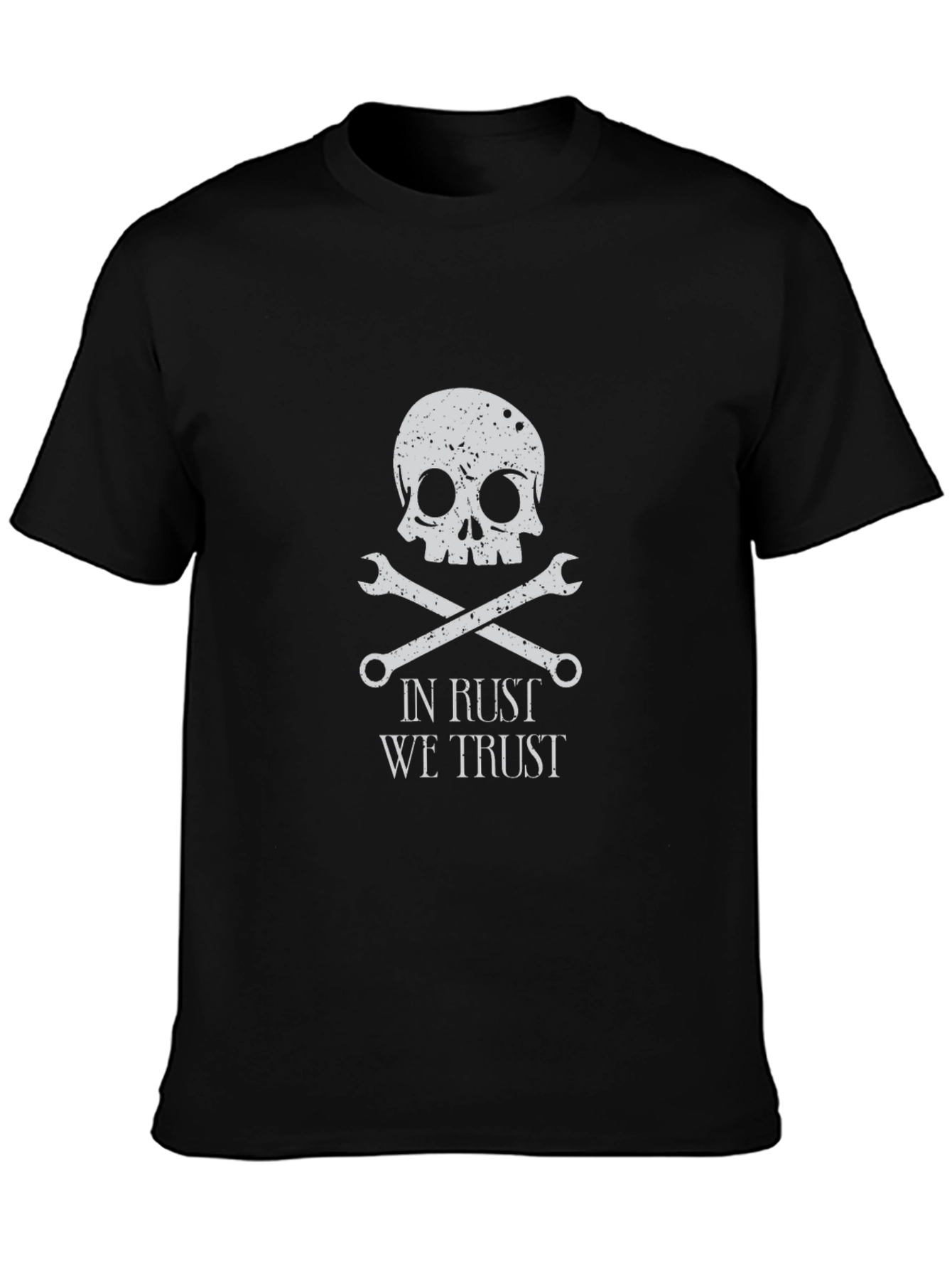 Camiseta Negra con Diseño de Calavera y Llaves Inglesas