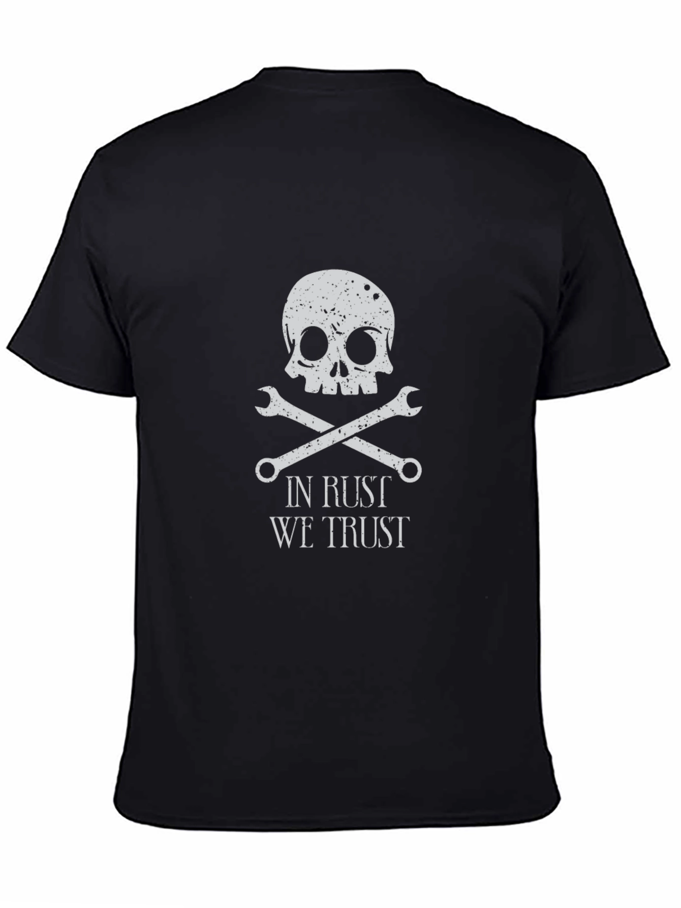 Camiseta Negra con Diseño de Calavera y Llaves Inglesas