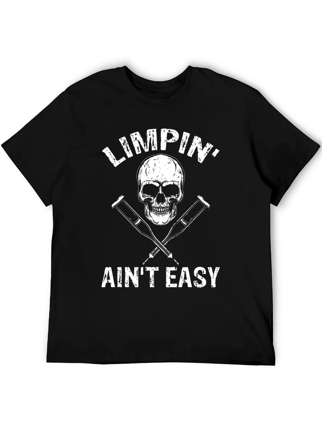 Camiseta Negra Calavera y Muletas - Limpin Aint Easy