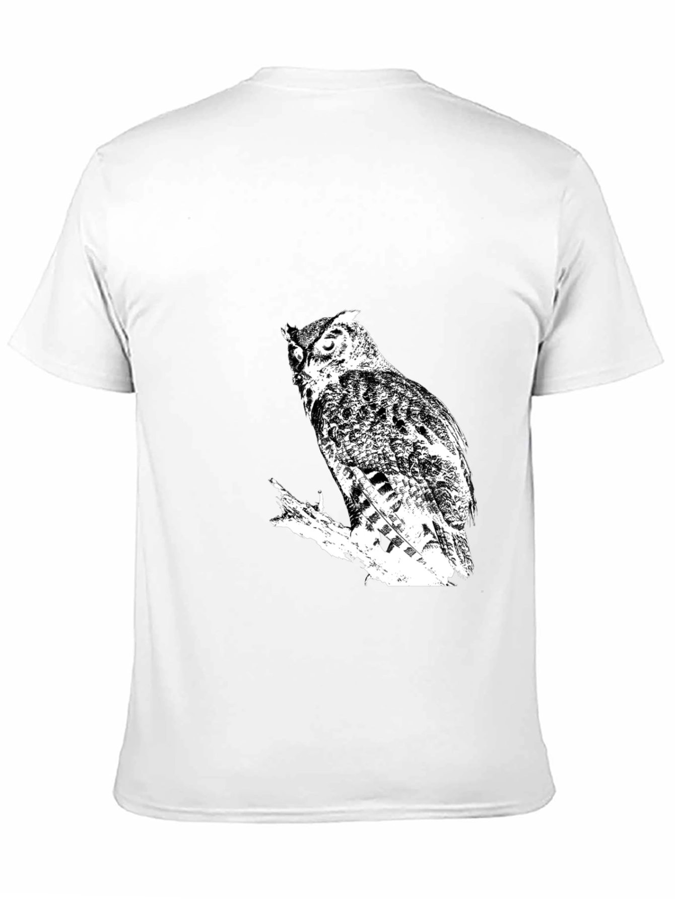 Camiseta Negra con Búho Blanco Estilizado
