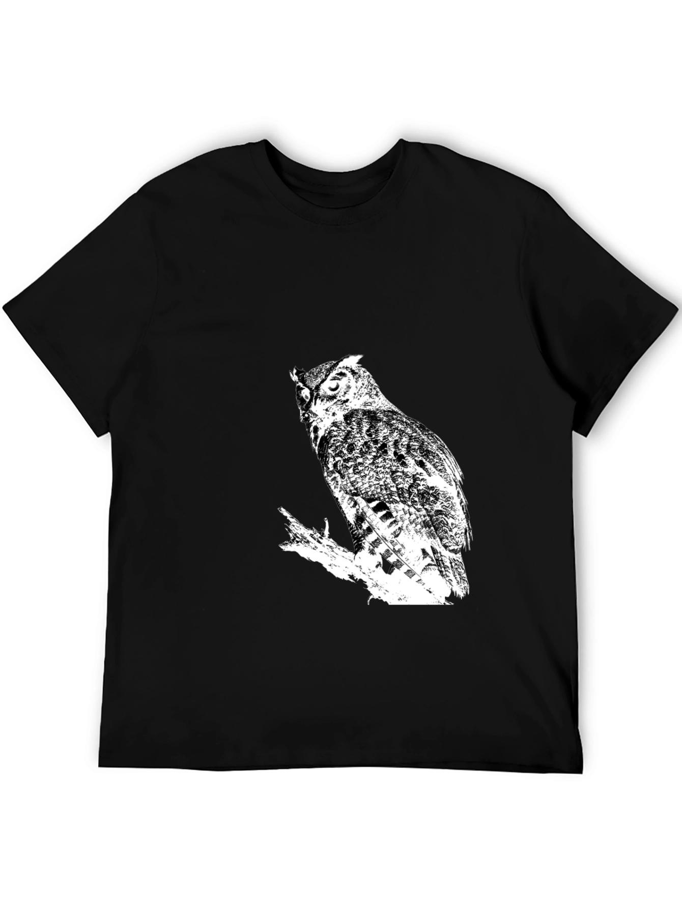Camiseta Negra con Búho Blanco Estilizado
