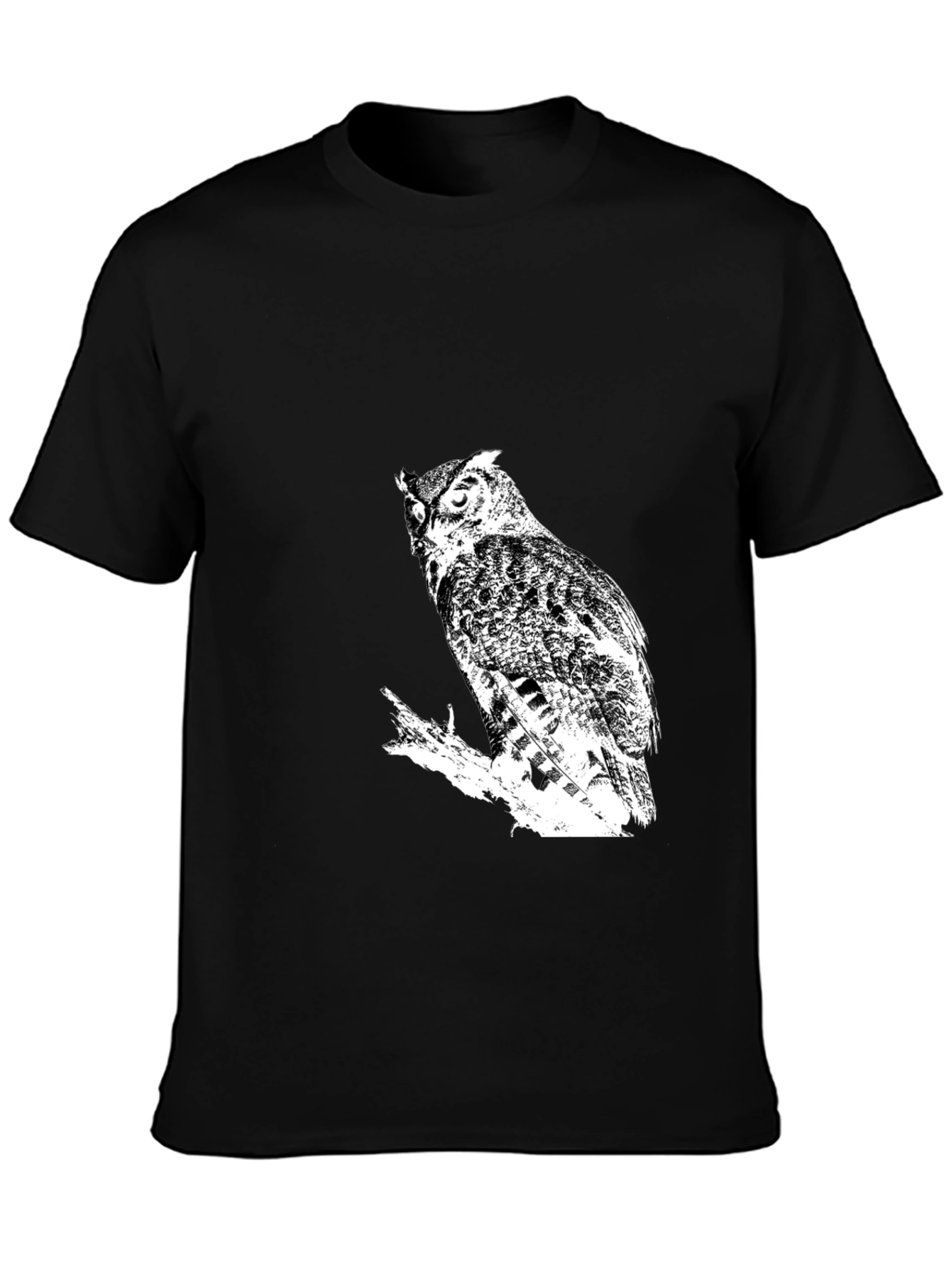 Camiseta Negra con Búho Blanco Estilizado