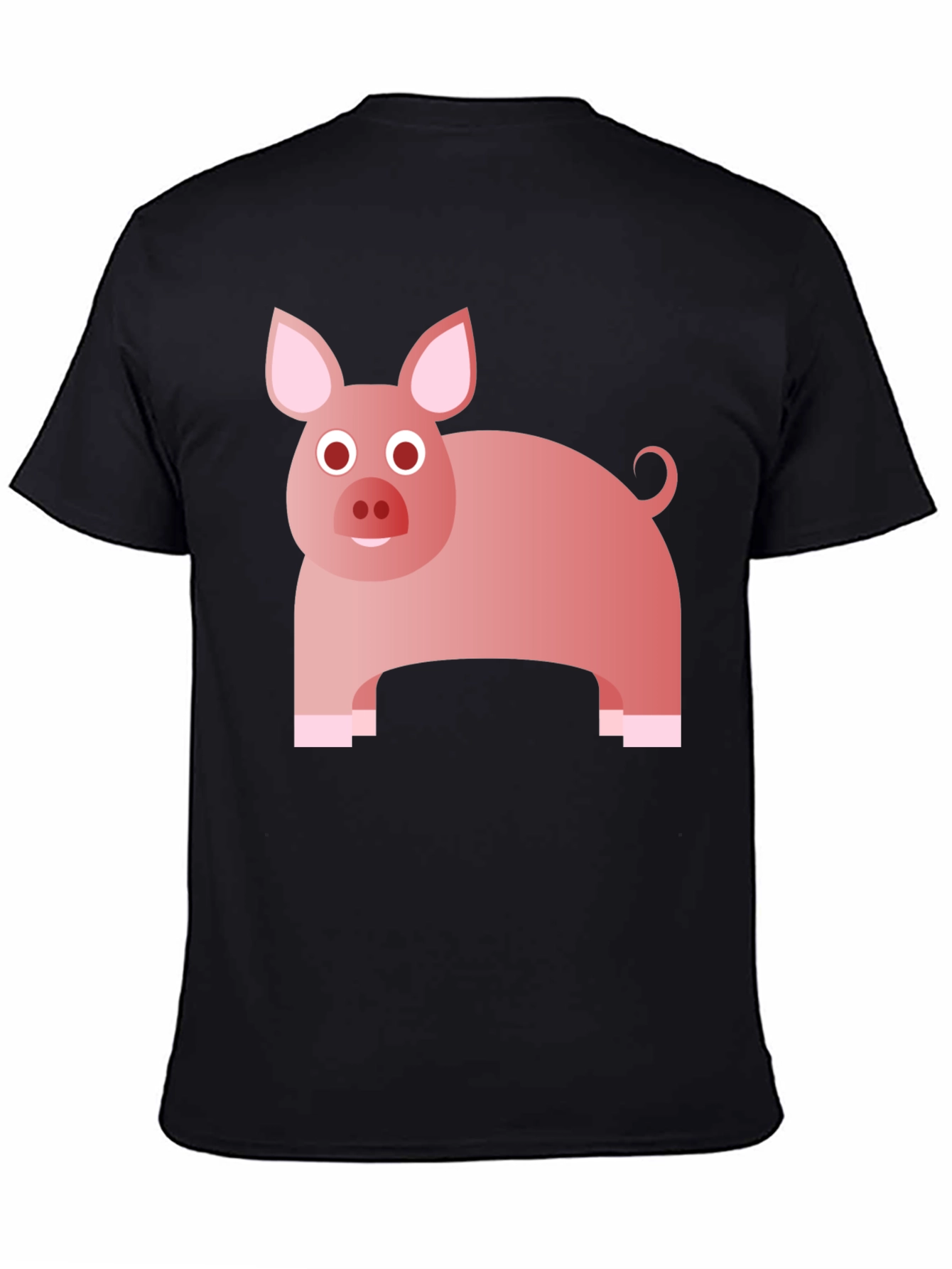 Camiseta Negra con Diseño de Cerdo Rosa