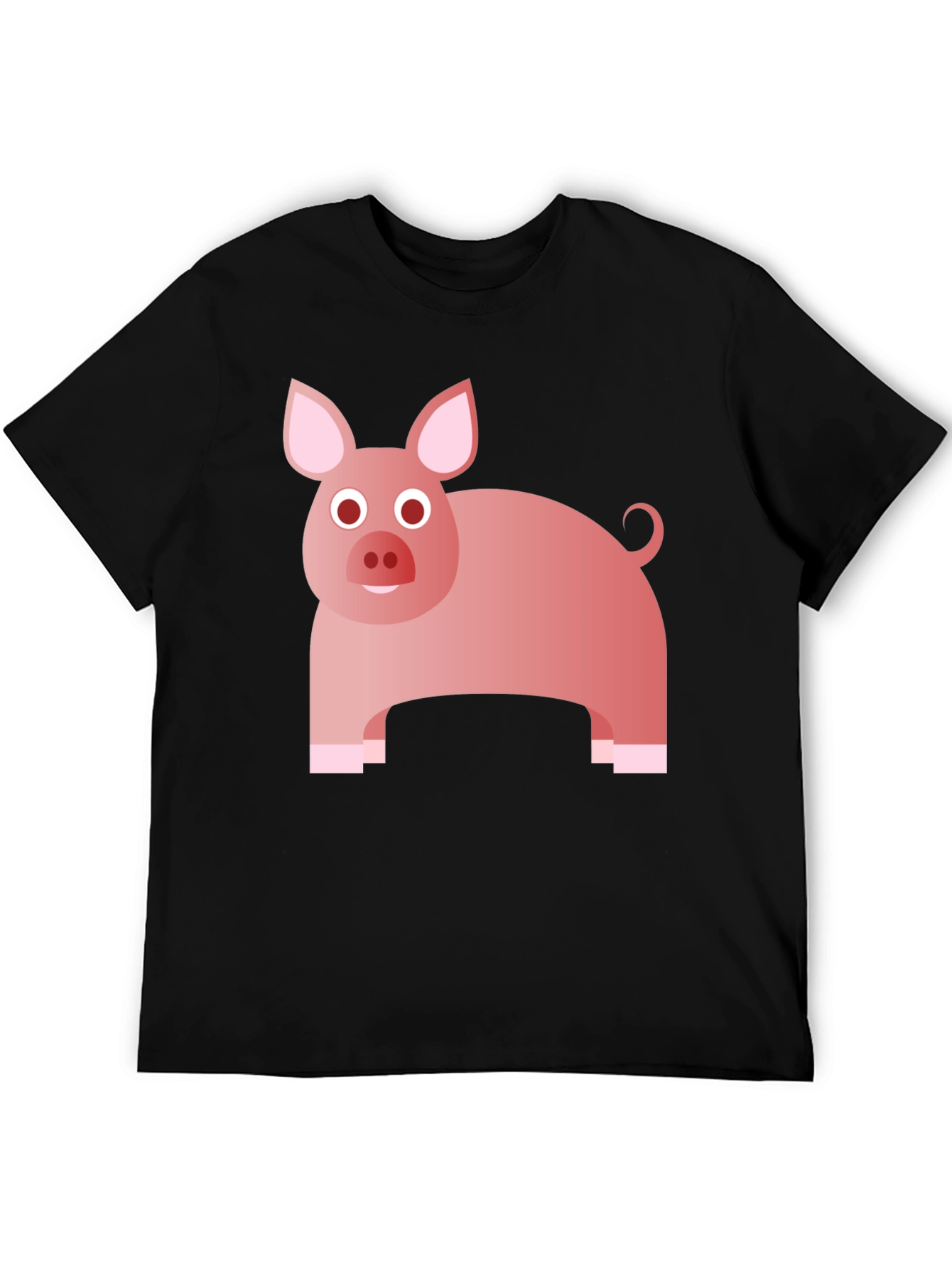 Camiseta Negra con Diseño de Cerdo Rosa