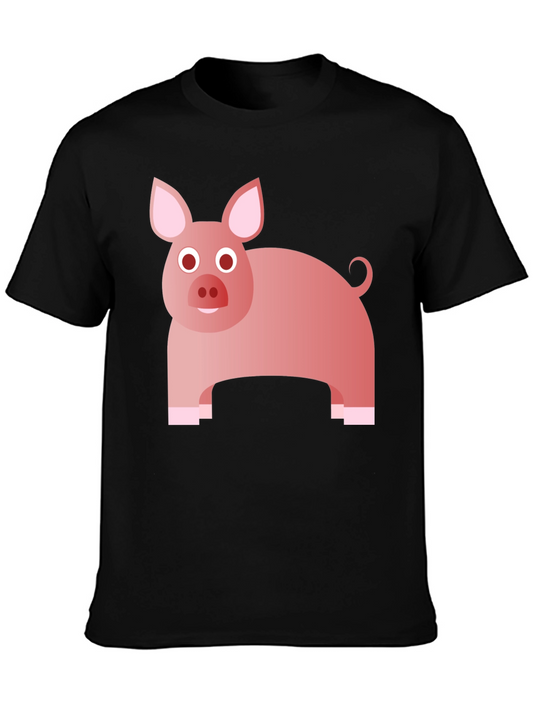 Camiseta Negra con Diseño de Cerdo Rosa