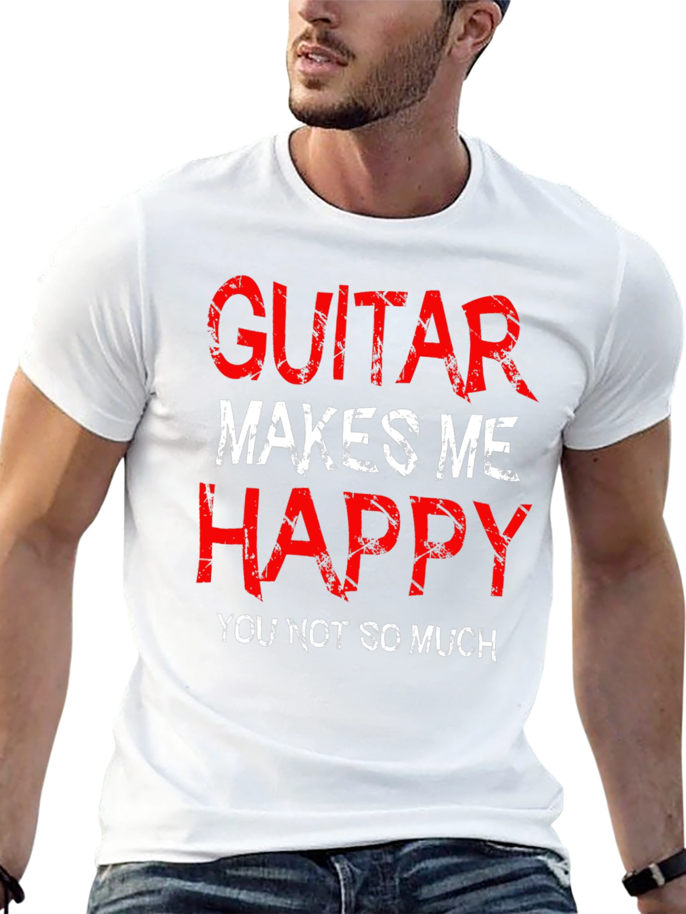 Camiseta Negra Guitar Makes Me Happy