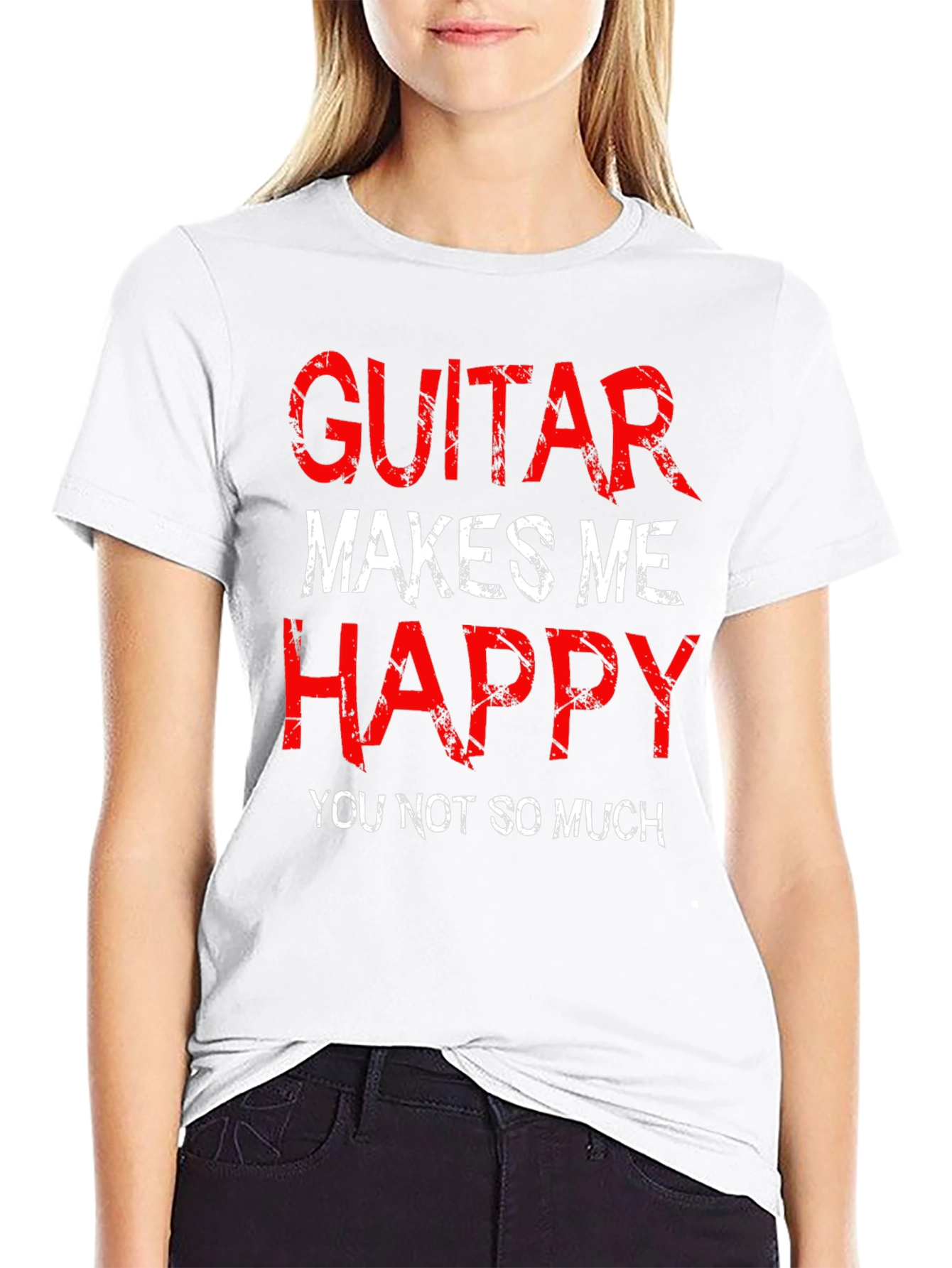 Camiseta Negra Guitar Makes Me Happy