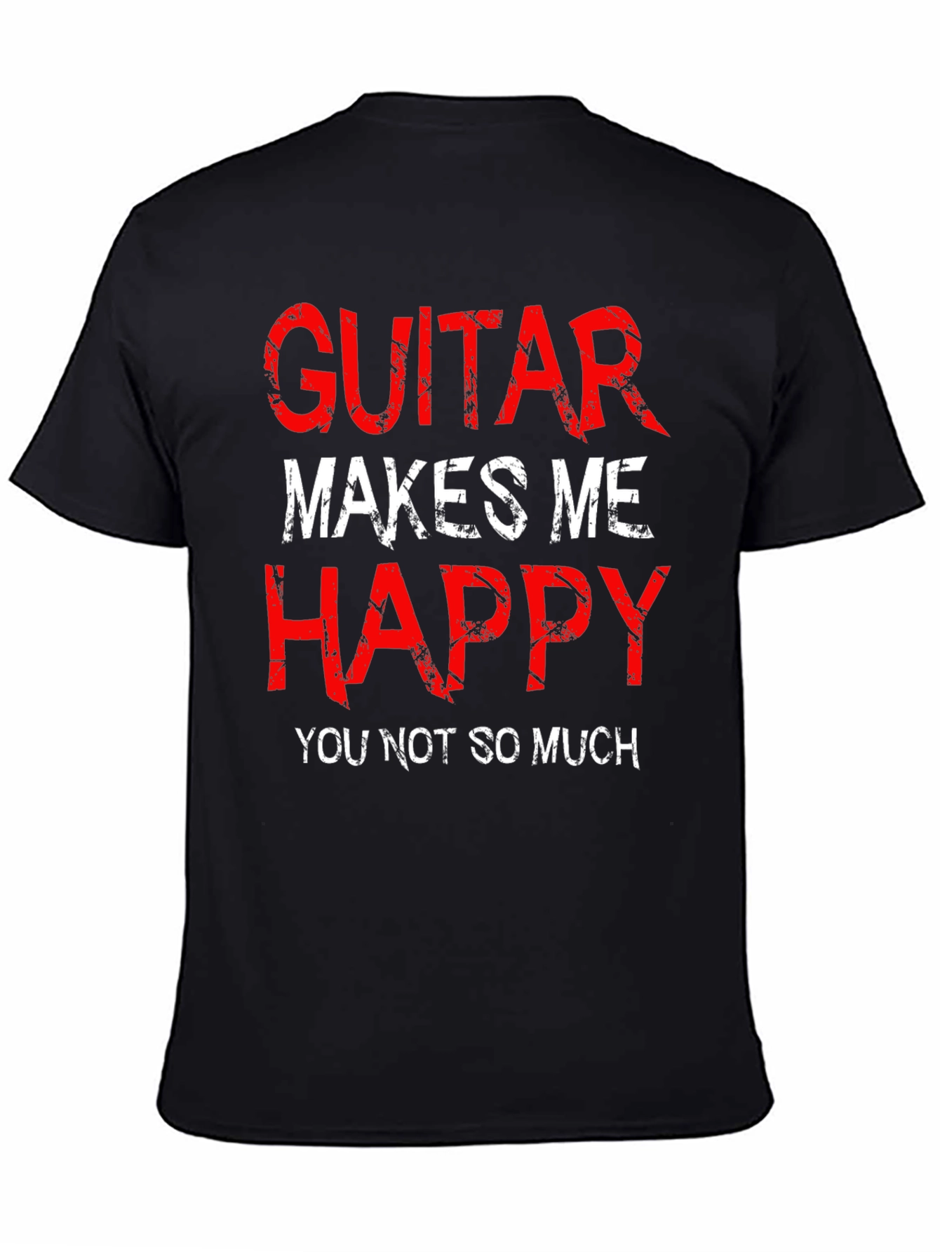 Camiseta Negra Guitar Makes Me Happy