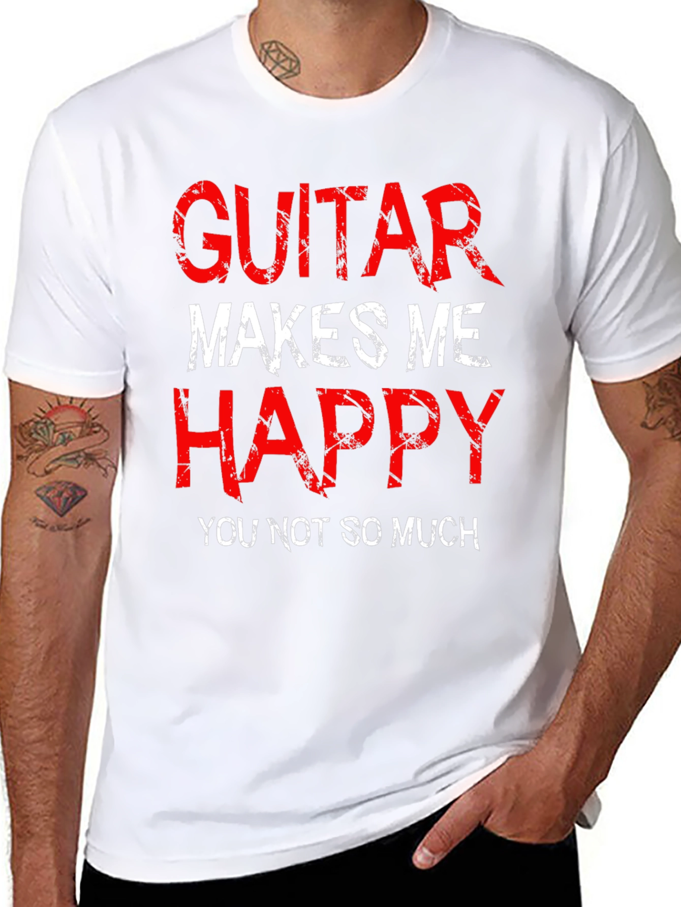 Camiseta Negra Guitar Makes Me Happy