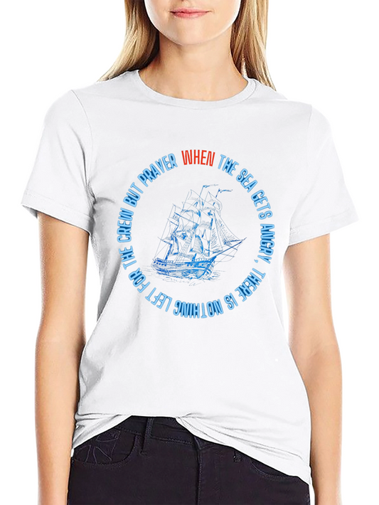 Camiseta Negra con Diseño de Barco y Frase Inspiradora