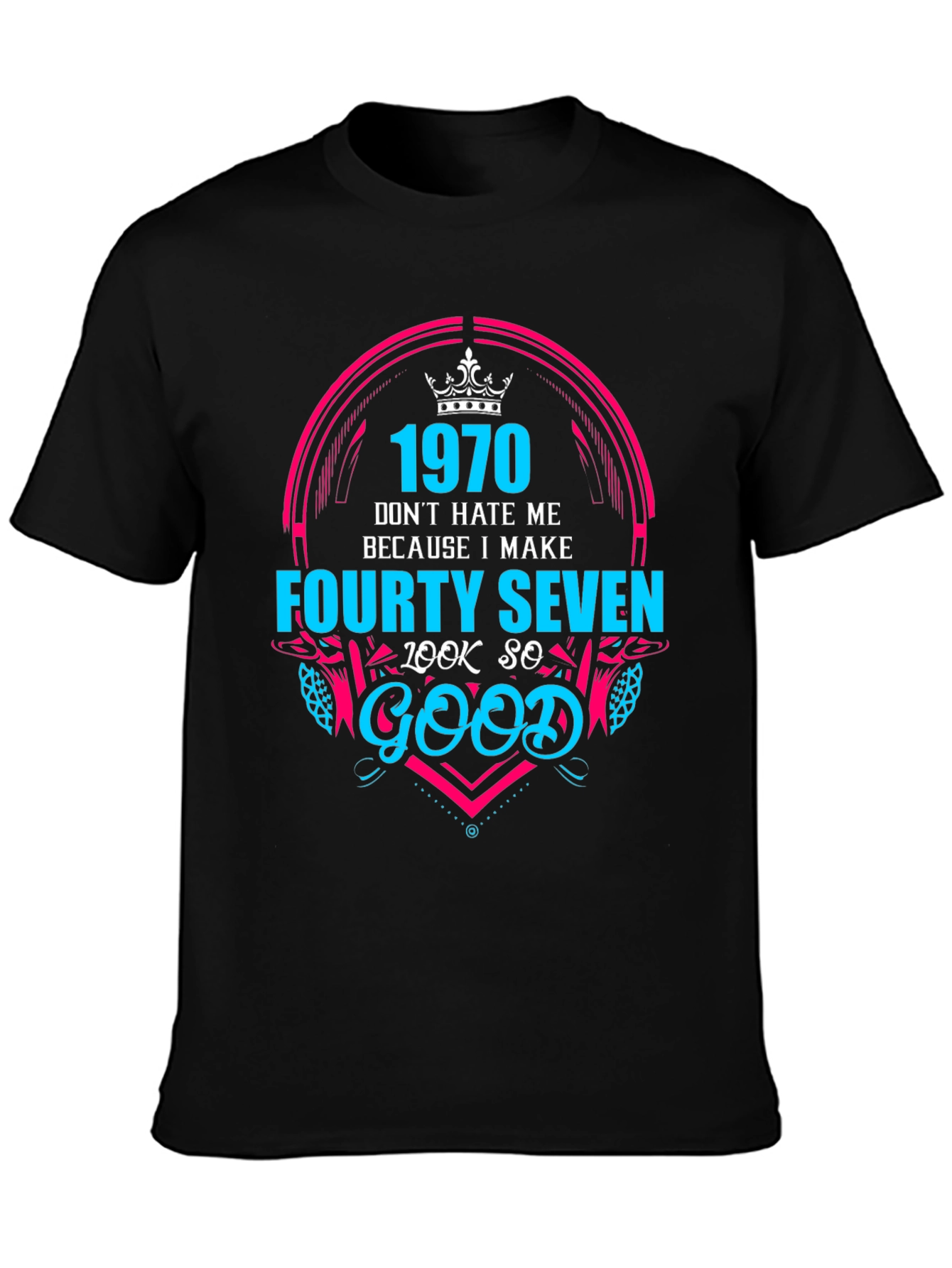 Camiseta Negra 1970 Forty Seven Look So Good