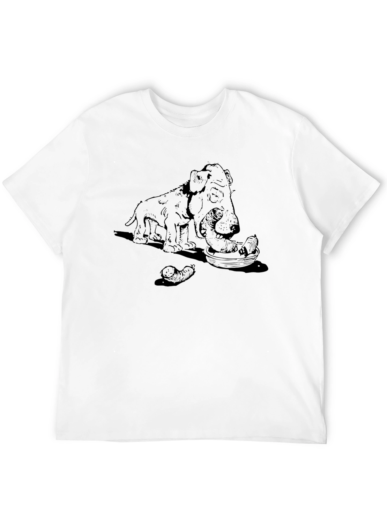 Camiseta Negra con Diseño Perro y Salchichas