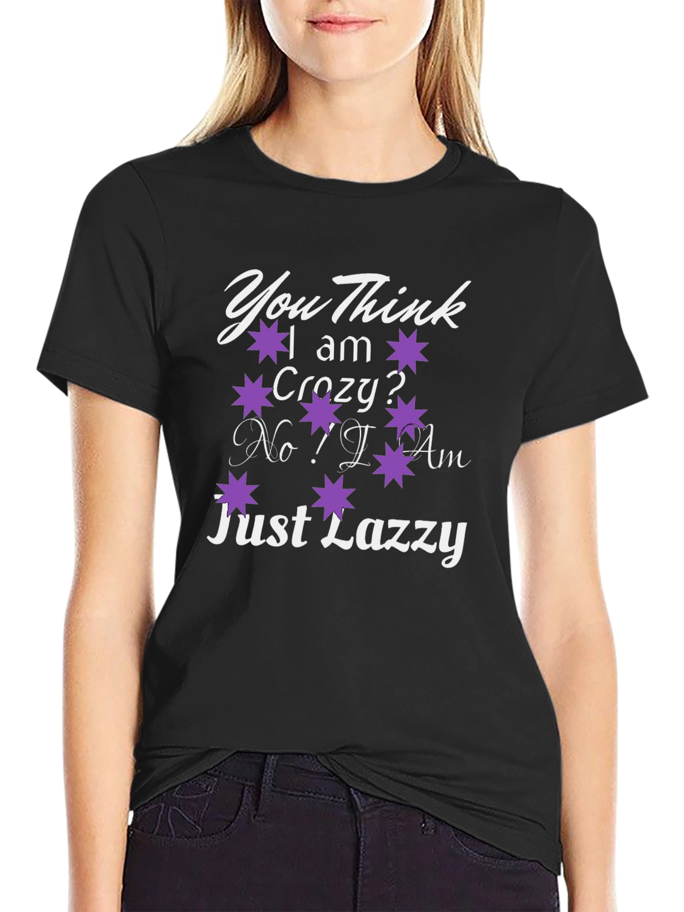 Camiseta Negra con Diseño Divertido: Just Lazzy