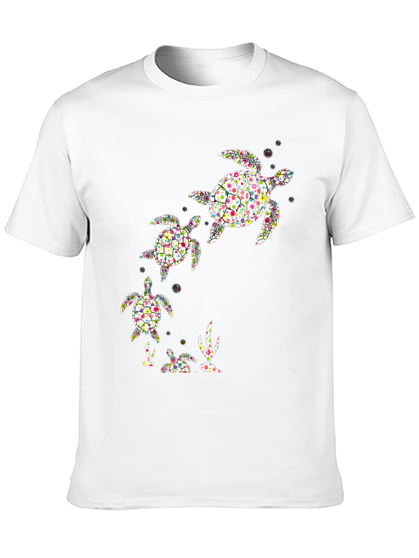 Camiseta Negra con Diseño de Tortugas Florales