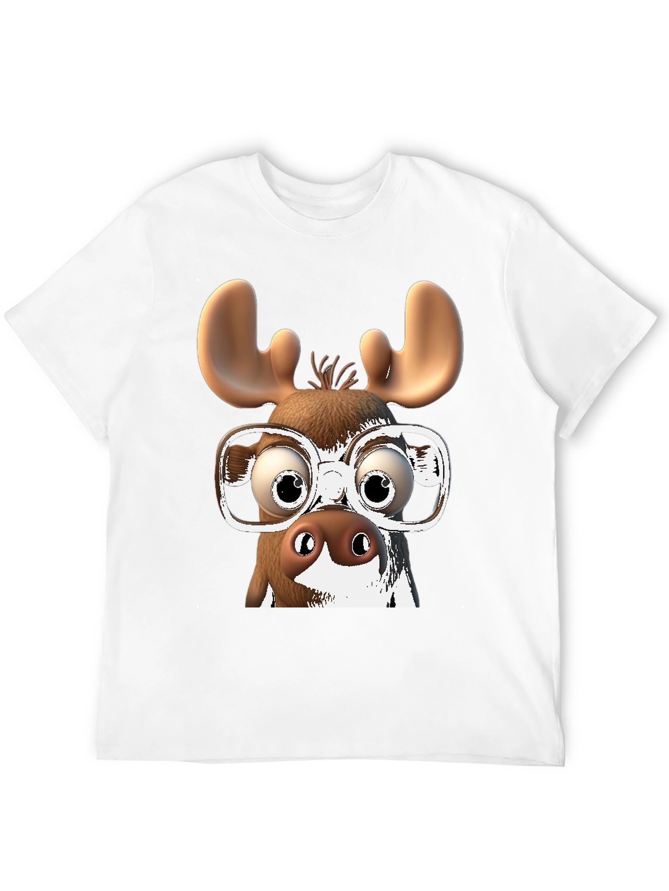 Camiseta Negra con Diseño de Alce Divertido