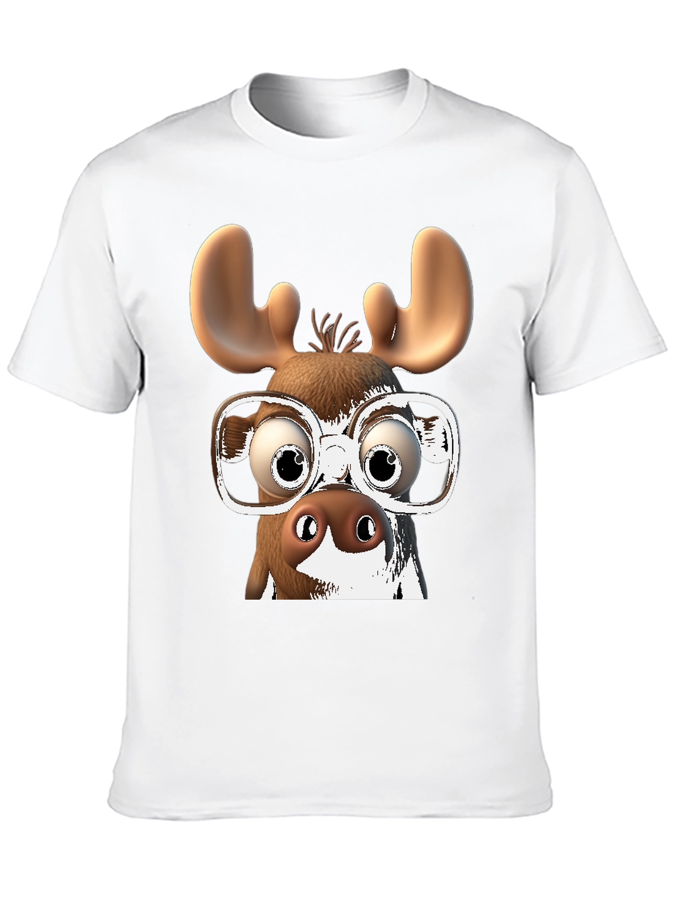 Camiseta Negra con Diseño de Alce Divertido