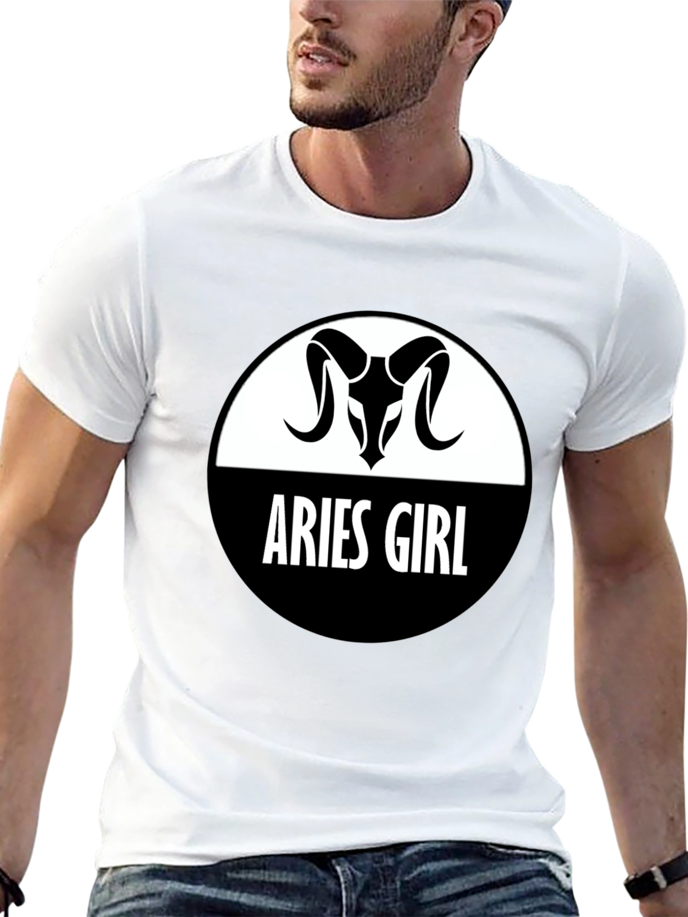 Camiseta Negra Aries Girl - Diseño Zodiacal