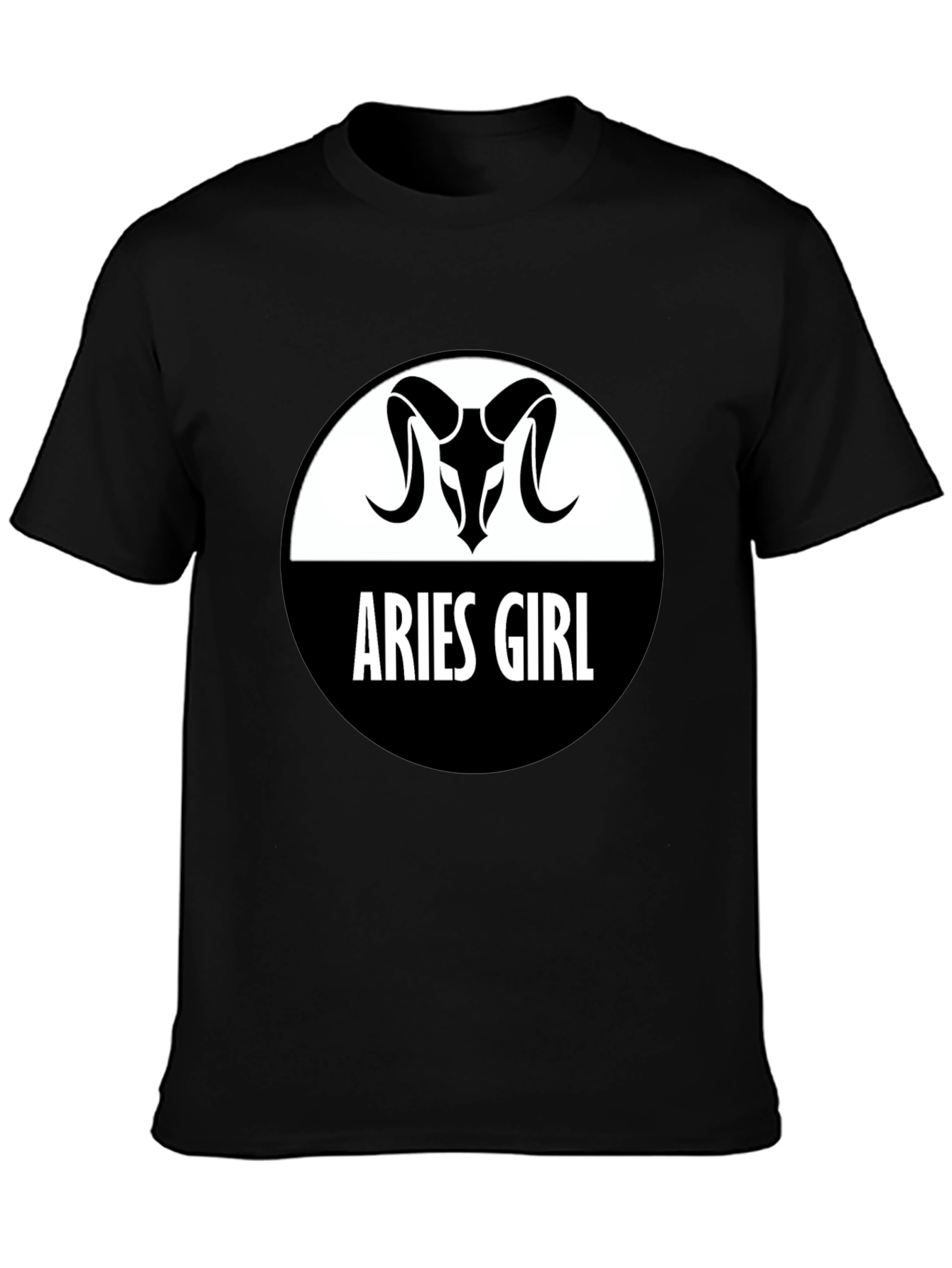 Camiseta Negra Aries Girl - Diseño Zodiacal