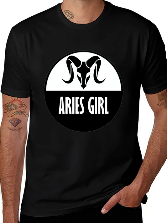 Camiseta Negra Aries Girl - Diseño Zodiacal