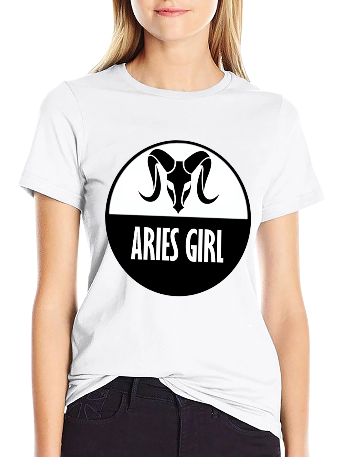 Camiseta Negra Aries Girl - Diseño Zodiacal