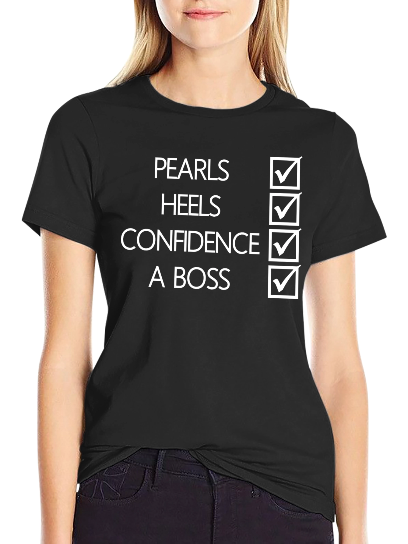 Camiseta Perlas Tacones Confianza Una Jefa