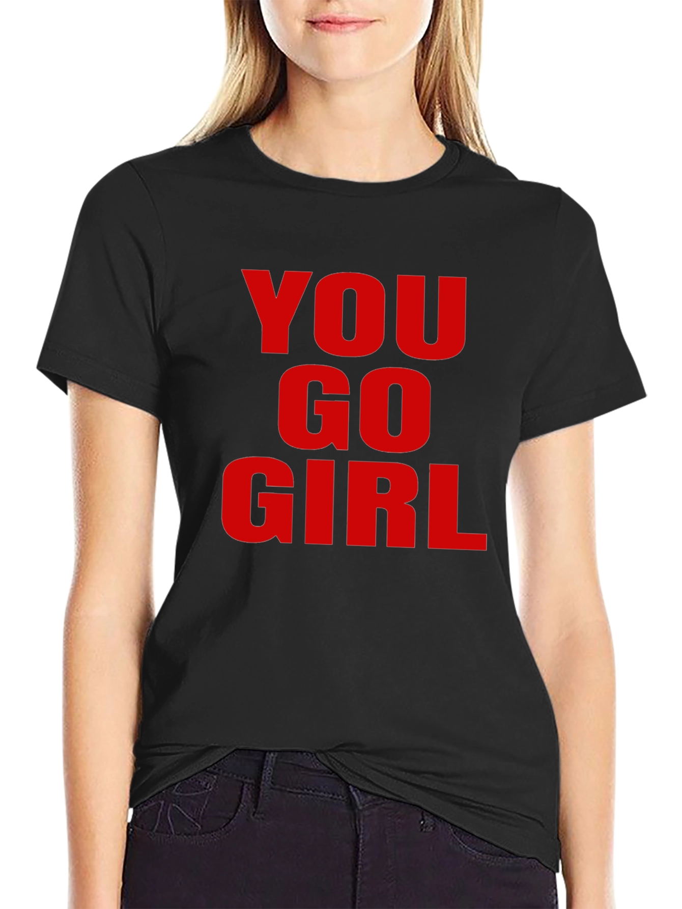 Camiseta Negra con Mensaje Motivacional You Go Girl