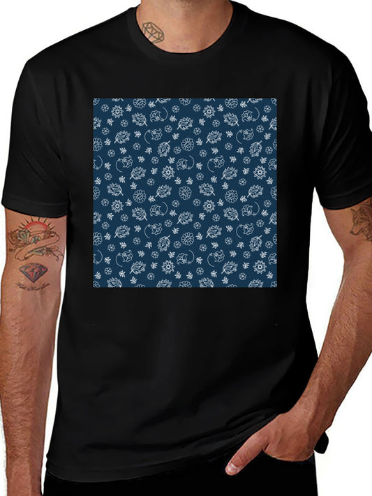 Camiseta Negra Estampada con Diseño Floral