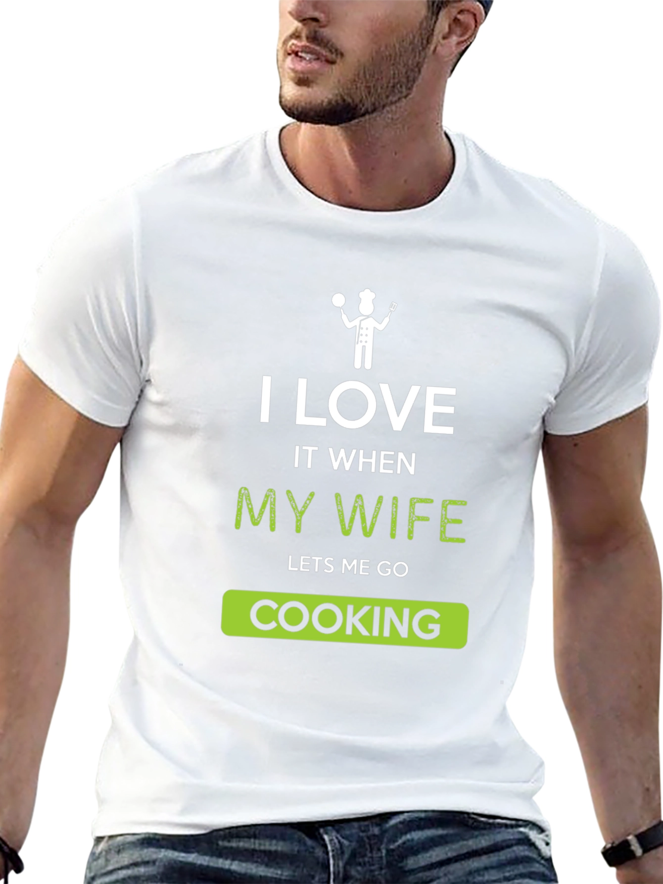 Camiseta Hombre: Amo Cuando Mi Esposa Me Deja Cocinar