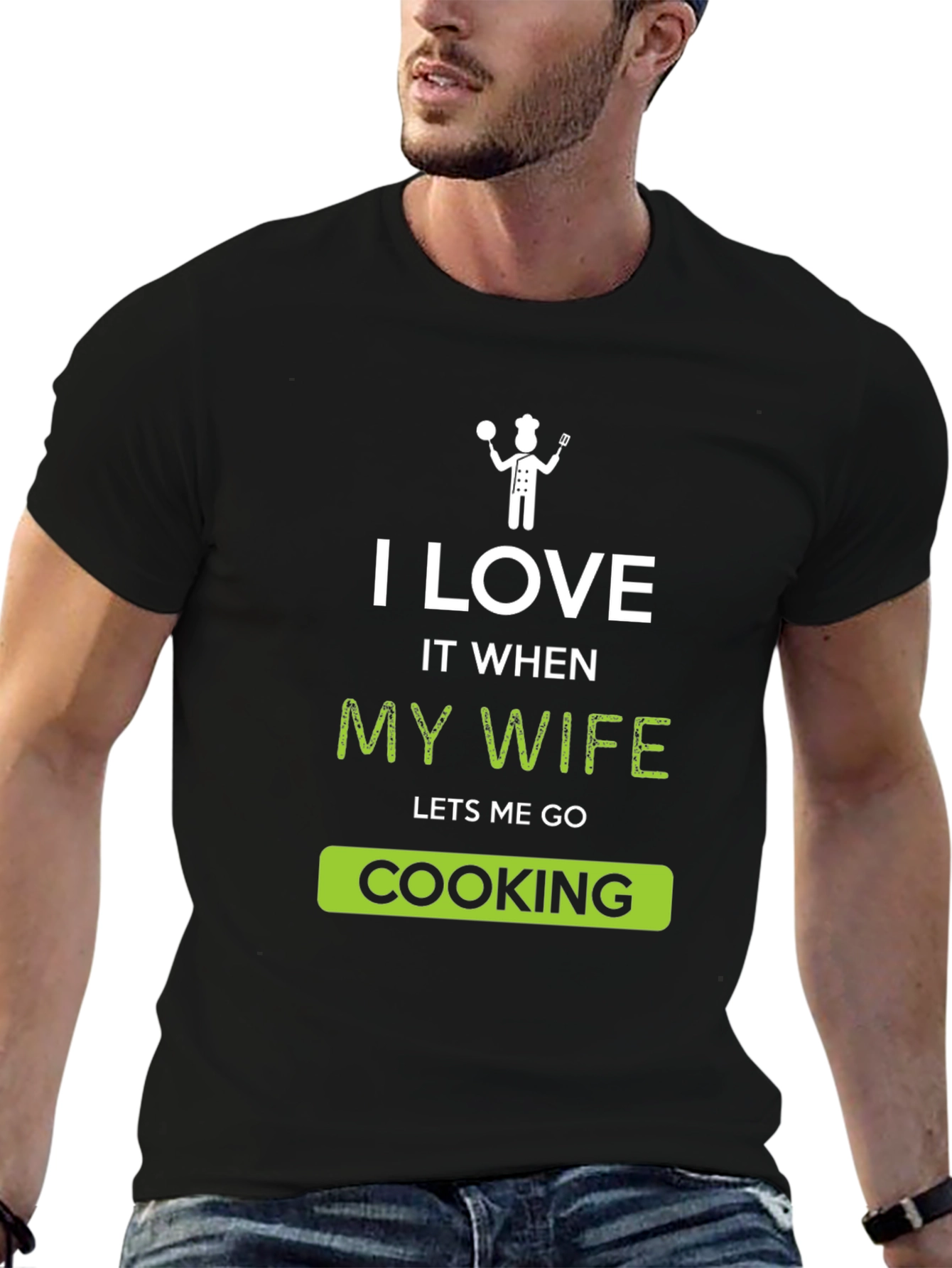 Camiseta Hombre: Amo Cuando Mi Esposa Me Deja Cocinar