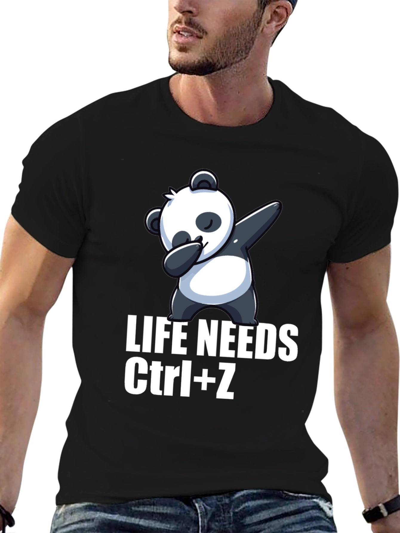 Camiseta Negra con Panda Dabbing Ctrl+Z
